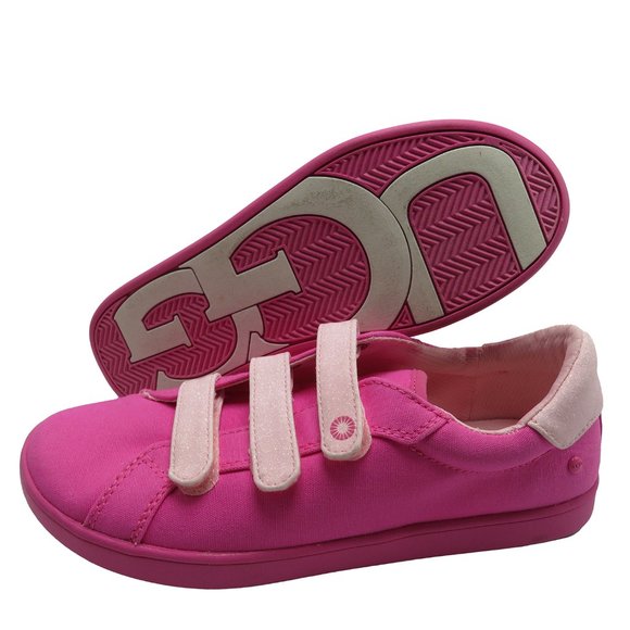 UGG Kids Girl Pink Glitter Velcro Low Top Sneakers